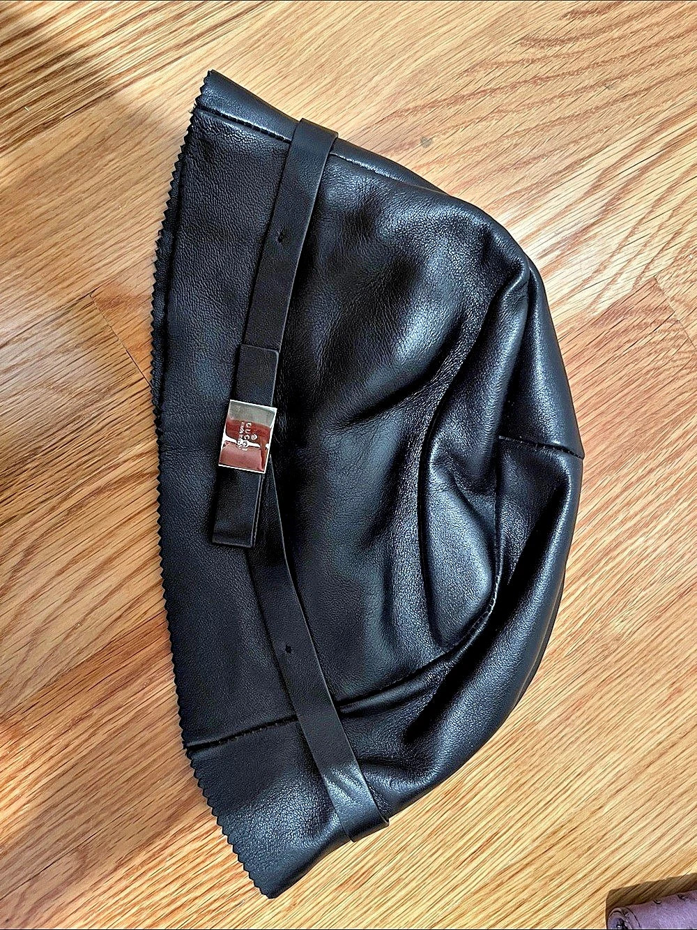 Gucci Black Leather Hat XS Like New